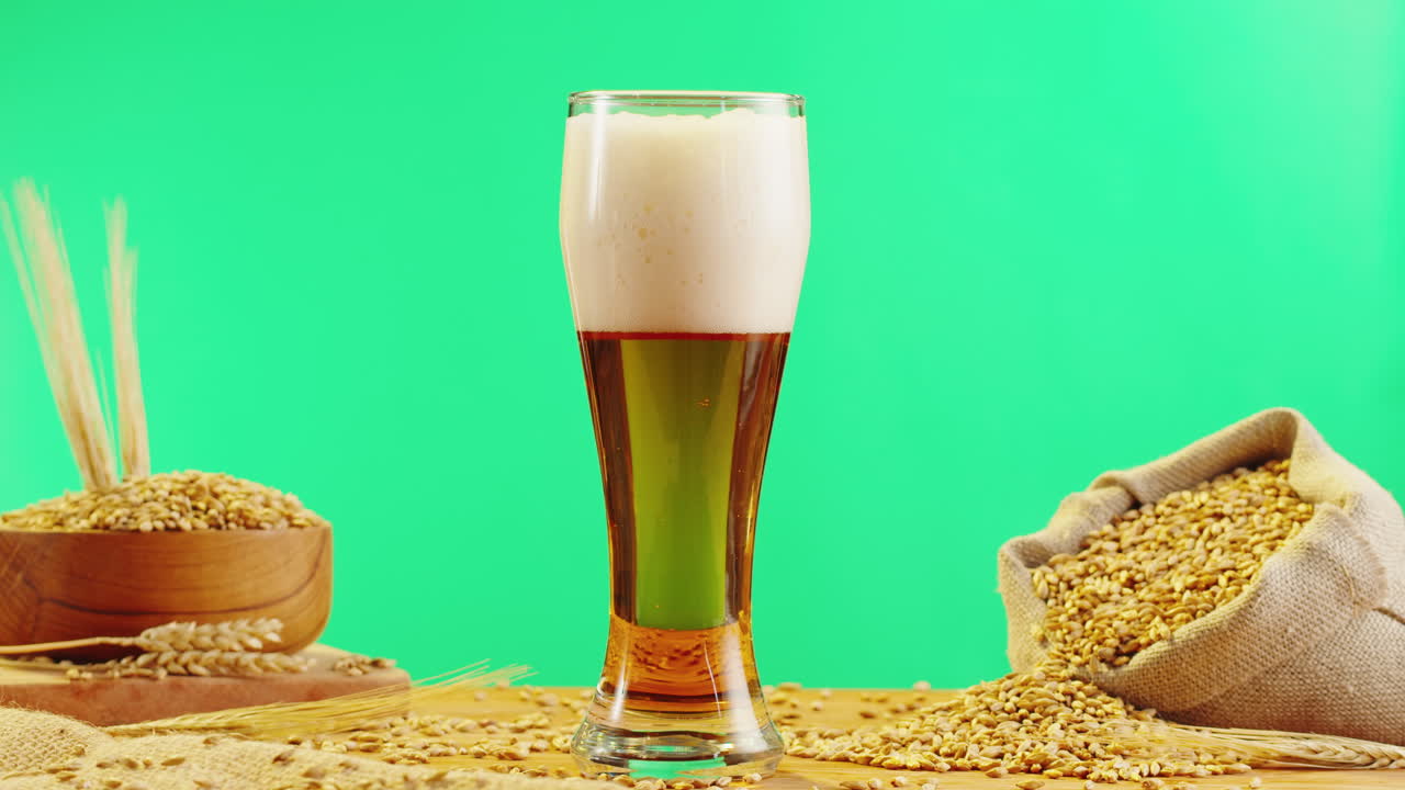 Glass of Beer with Barley Grain