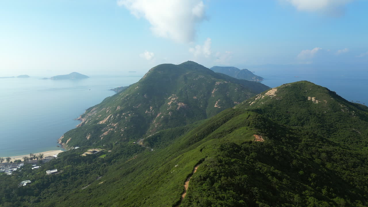 Shek O Hiking Trails Hong Kong Island China Drone Track Back 4K 60FPS