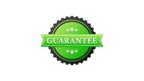 guarantee green rubber stamp with green rubber on white background. realistic object. motion graphics.