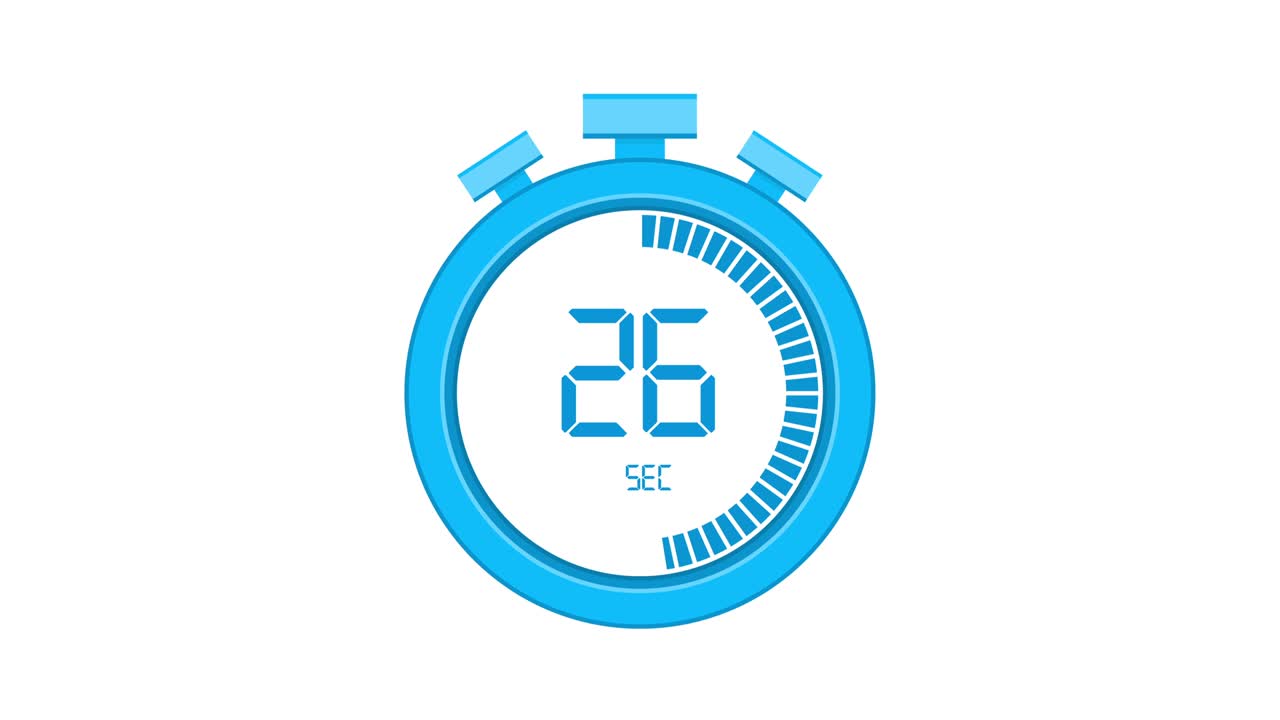 The 50 second, stopwatch icon. Stopwatch icon in flat style, timer on on color background. Motion graphics.