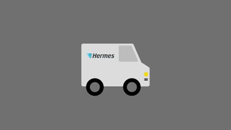 my hermes parcel delivery van enters then exits.