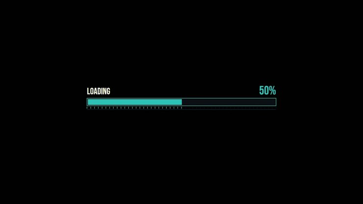 Digital Loading Progress Bar Animation on Black Background
