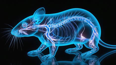 x-ray style anatomical view of a mouse skeleton