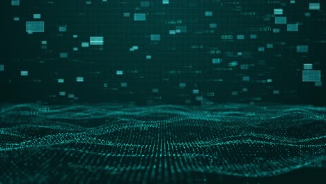 animation waves glowing dots surrounded by binary coding patterns use of technologyinspired motion