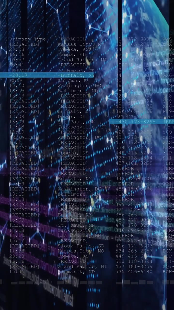 Animation of data processing and networks of connections over binary coding