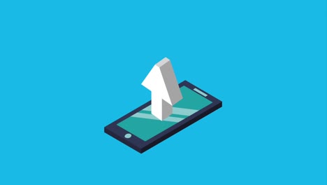 smartphone flecha subida de datos digital
