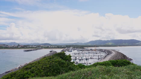 wide shot of coffs harbour coastline, new south wales, australia