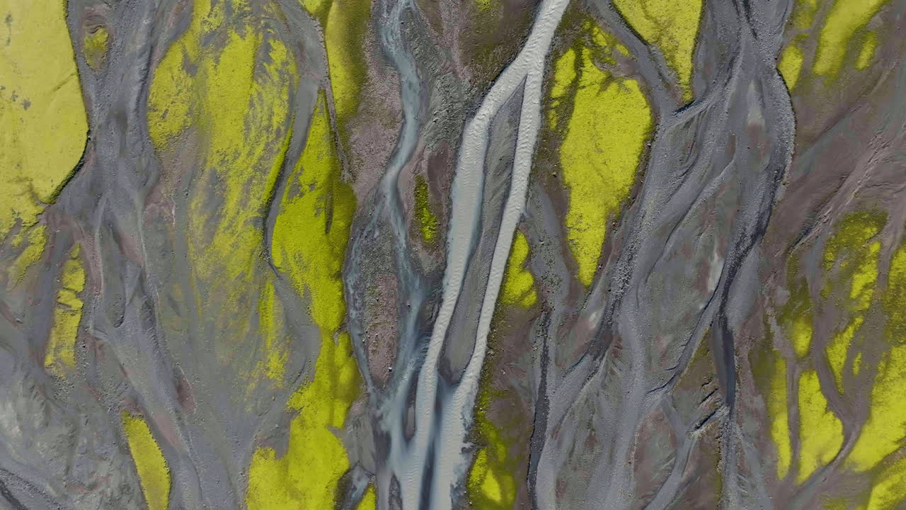 Aerial View of a Braided River in Iceland