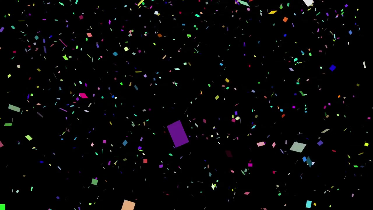 Animazione di coriandoli che cadono su sfondo nero