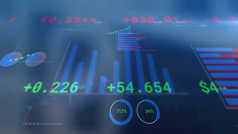 Animación-De-Estadísticas-Y-Procesamiento-De-Datos-Financieros-Sobre-Fondo-Azul