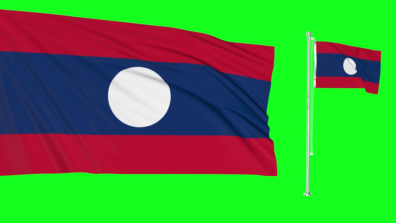 초록색 스크린 라오스 두 개의 발을 흔들고 라오스 발 기둥 애니메이션 3d 크로마 키