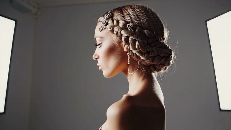 Elegant Woman with Updo and Jewelry