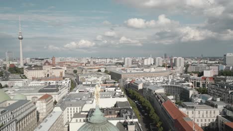 Aerial-view-of-Berlin-cityscape,-sunny-day-in-east-Germany