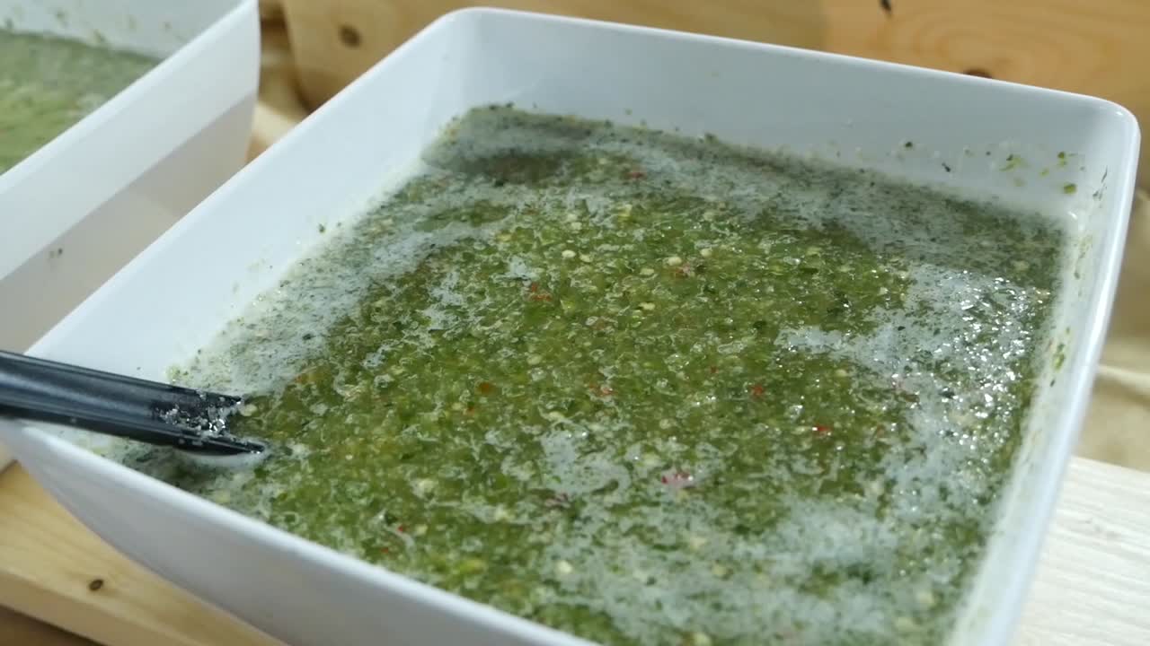 태국 스타일의 해산물 디핑 소스, 클로즈업