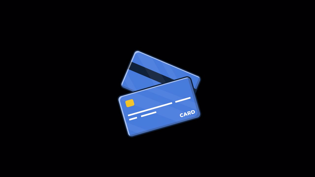 Animated Illustration of Credit Cards Bouncing on Black Background