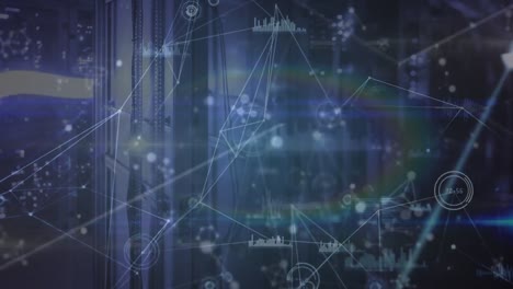 animation of network of connections and data over servers