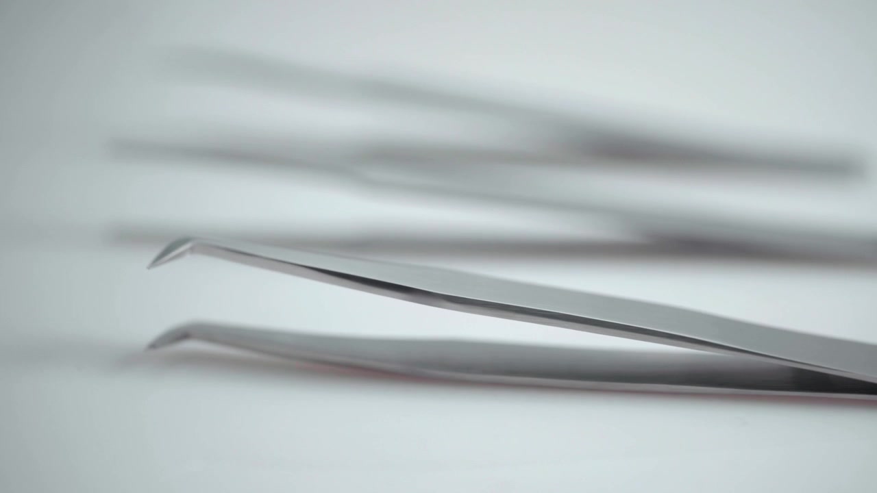 Grooming Tweezers Used By Beauticians For Eyelash Procedures, Closeup
