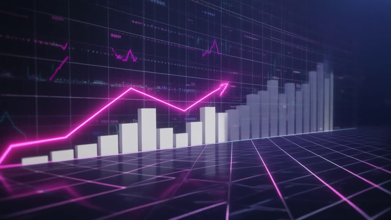 Animeret digital graf, der viser forretningsvækst og fremgang