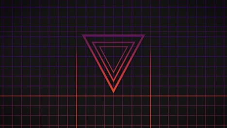 animation of pink neon flickering triangles over glowing pink to purple grid