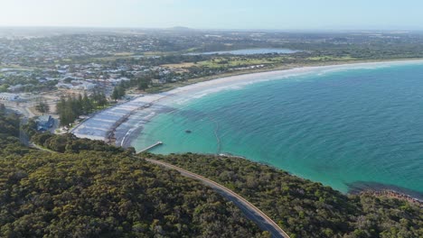 sunset golden glow over small town of albany in western australia