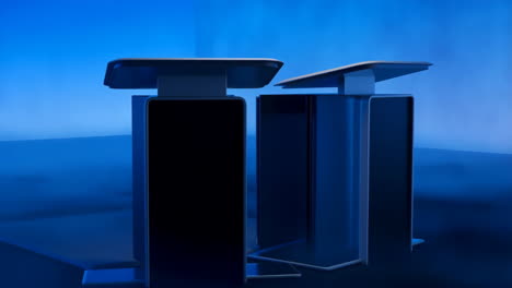 modern podiums on a blue background