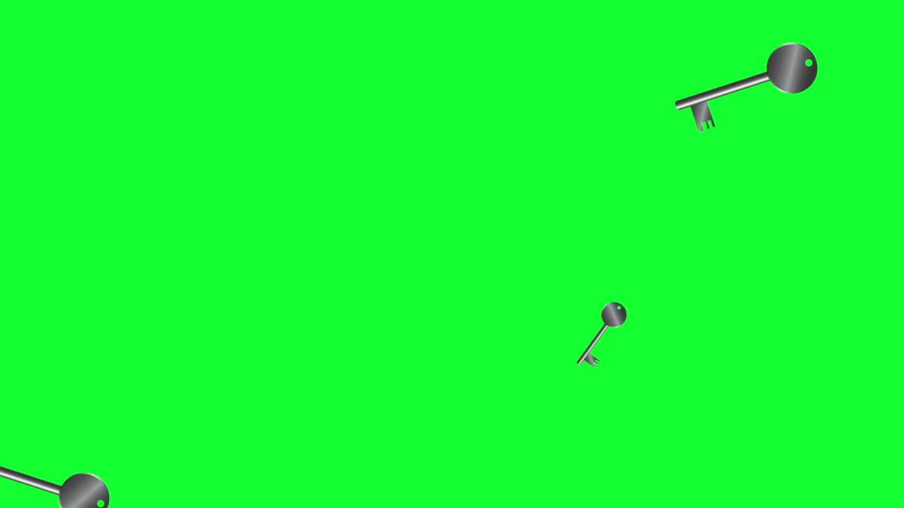 Vintage style lock keys animation elements green screen chroma key, seamless loop