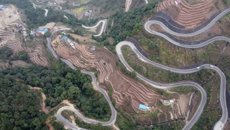 drone footage of the bp highway, bardibas highway, in the hills and mountains of nepal