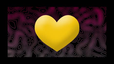 animation of heart emoji digital icon on patterned background
