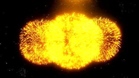 happy new year 2020 text wish on firework display explosion particles.