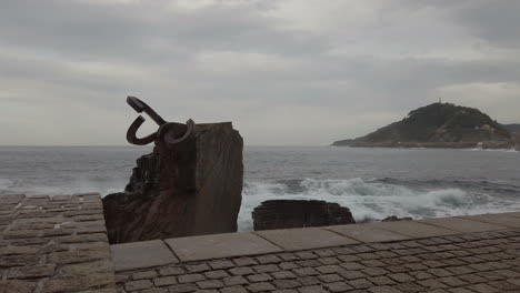 dramatic sea waves crashing against the coast