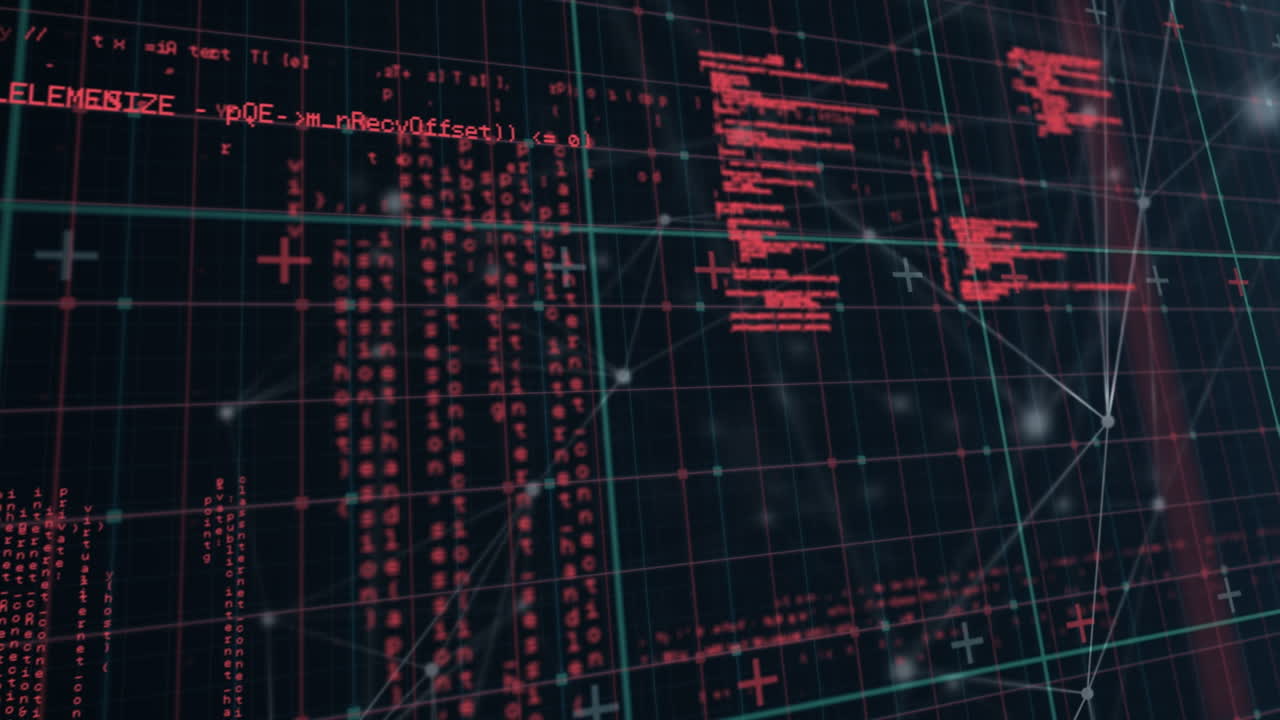 animación de la red de conexiones sobre el procesamiento de datos sobre fondo negro