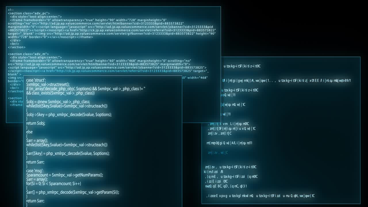 kod źródłowy programowanie ekranu tekst przewijania animacja