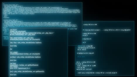 source code programming screen text scrolling animation