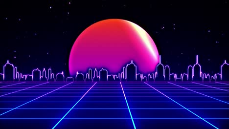 el paisaje urbano cyberpunk retro futurista