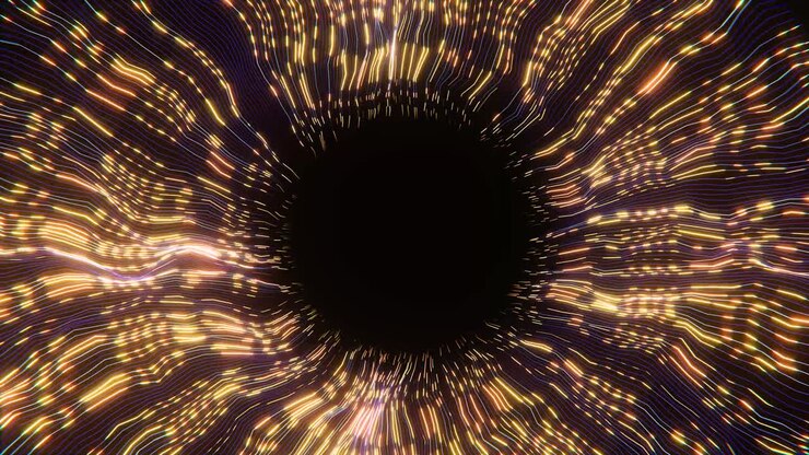 Abstract Golden Light Tunnel Flowing Seamlessly
