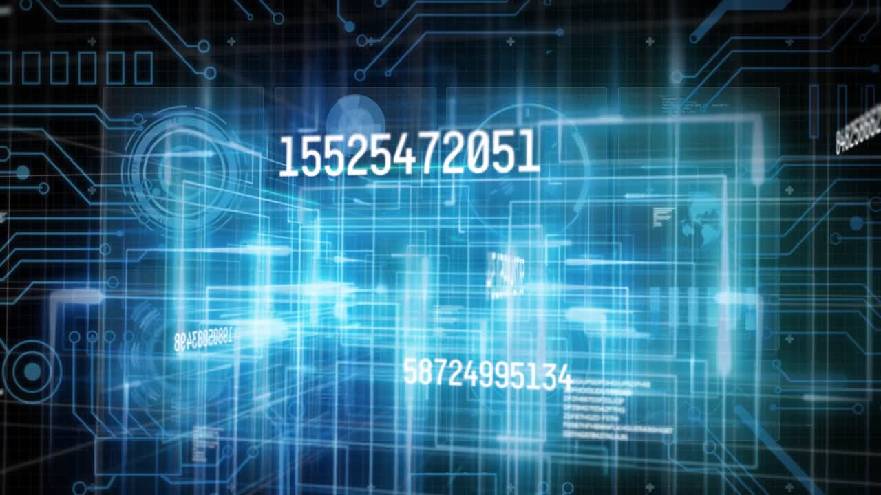 Animation of data processing on black background