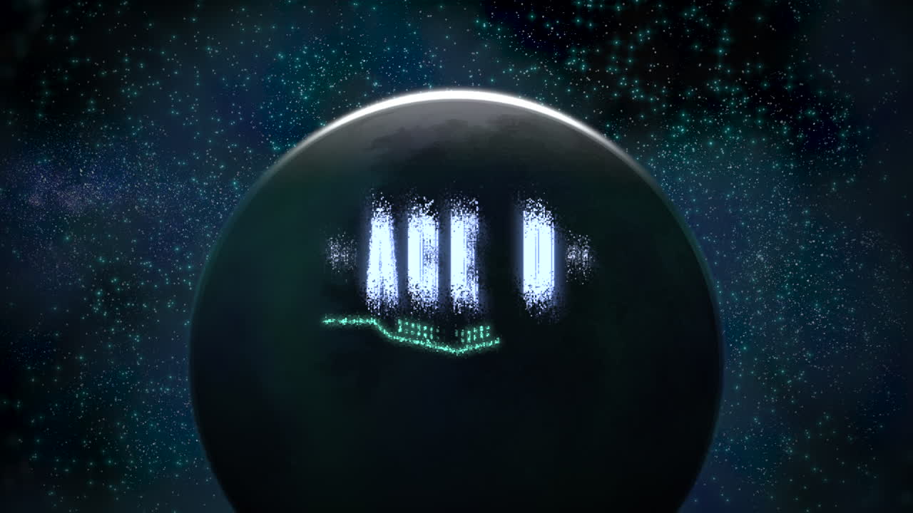 Space Day with planet and blue stars in galaxy