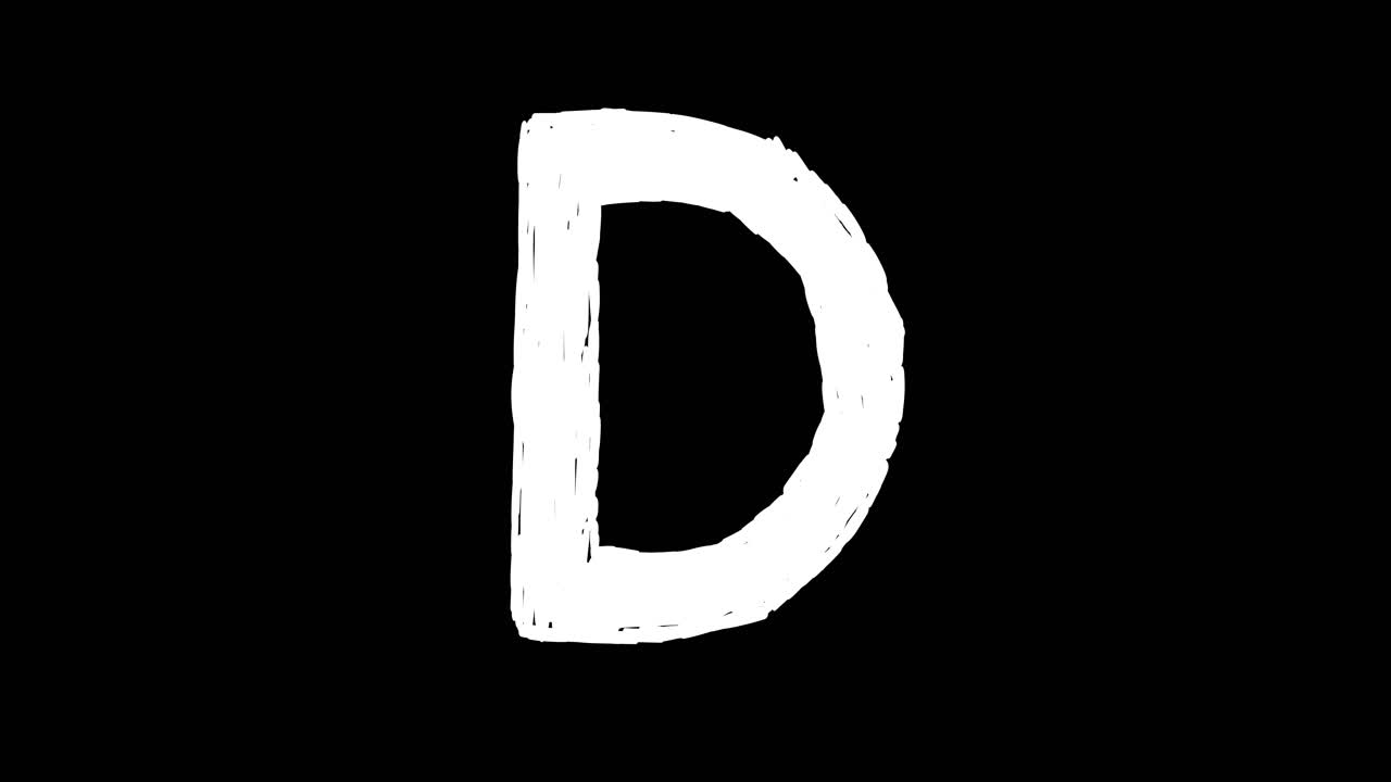 Hand Drawn White Letter D on Black Background