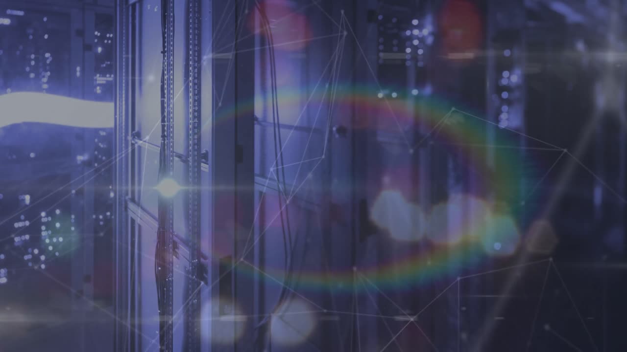 animación de datos y luces sobre los servidores