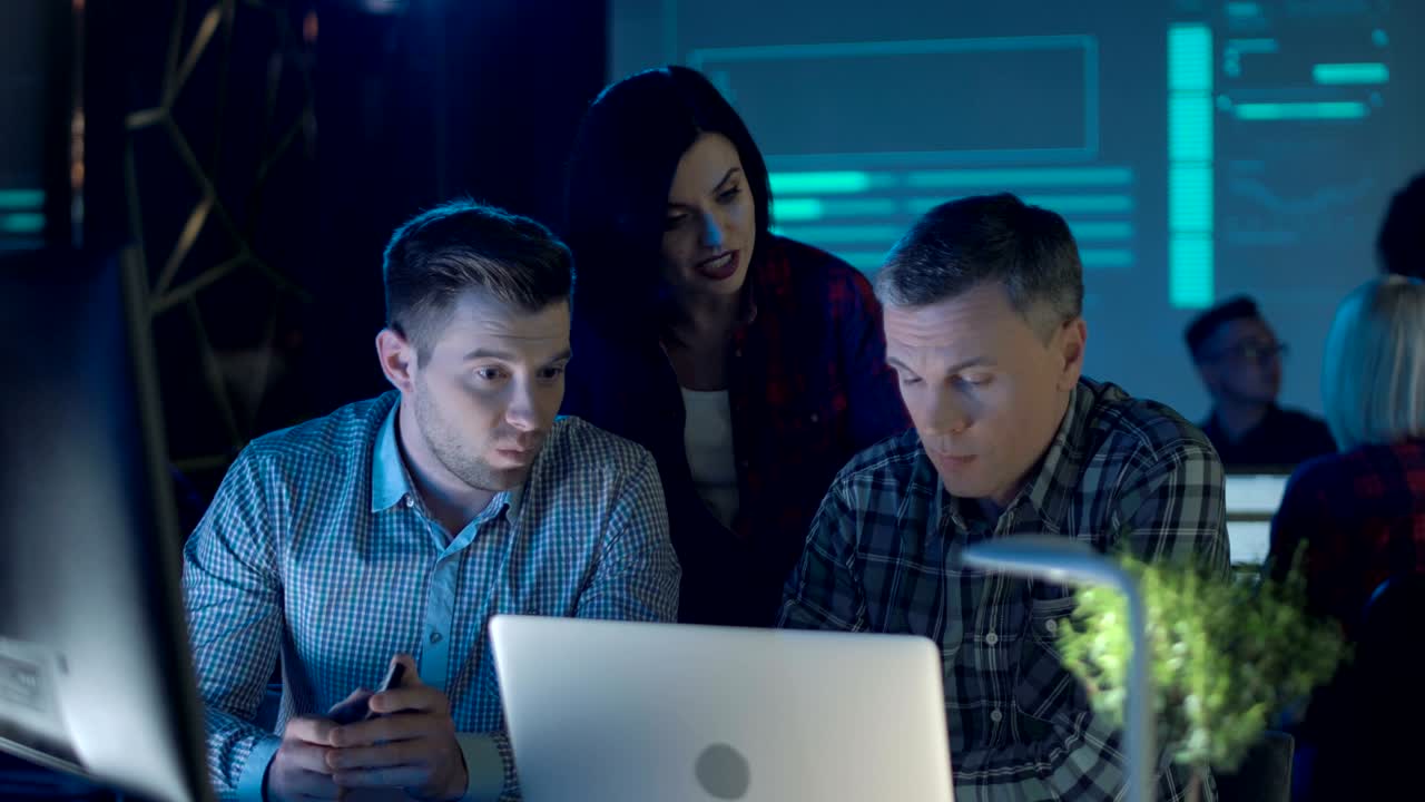 Coworking of people in modern office