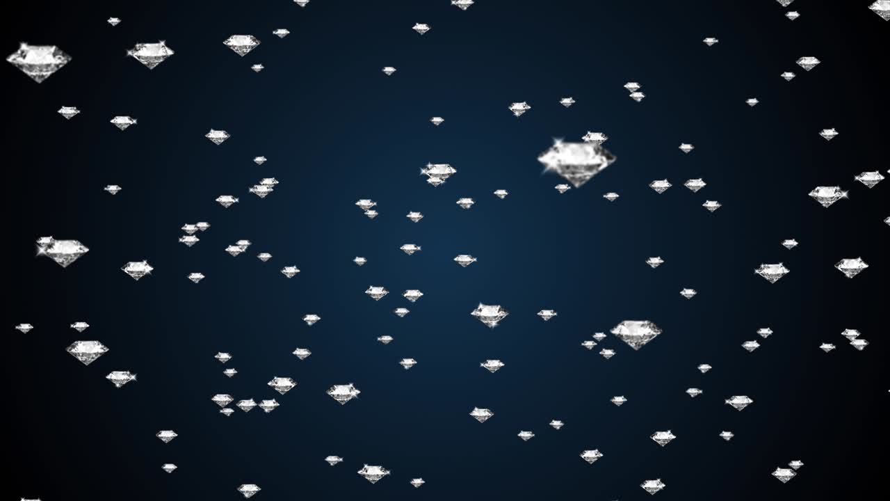 алмазы, дождь, падающие алмазы, гламурные кристаллы, петля 4k, 3d-анимация, зеленый экран.