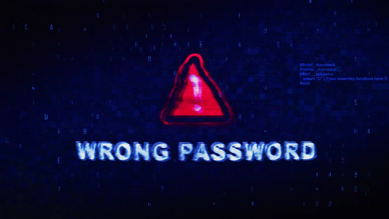Wrong Password Error Message on Digital Screen