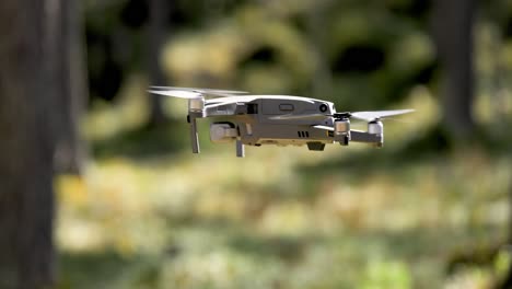 Drone-copter-flying-with-digital-camera-in-forest