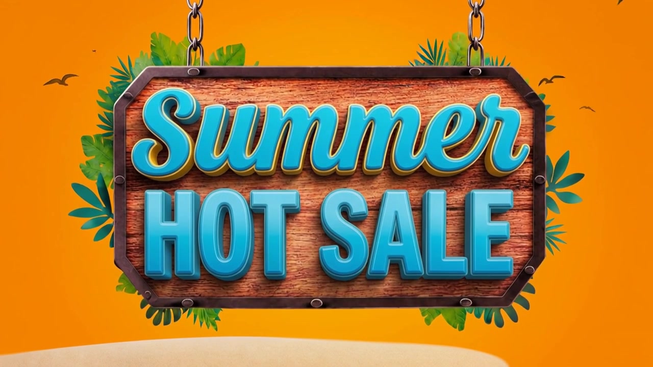 Cartello Promozionale di Saldi Estivi Imperdibili Appeso su Sfondo Arancione