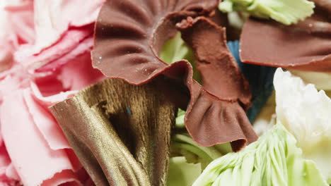 close-up of colorful edible decorations