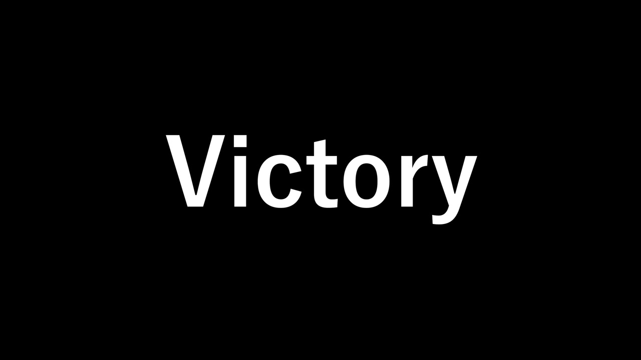 Animazione motion graphics del messaggio "Vittoria"