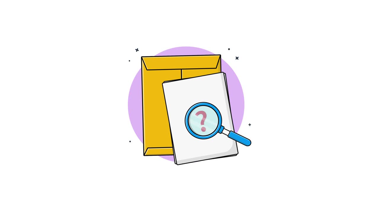 Animated Magnifying Glass Searching Documents with a Question Mark
