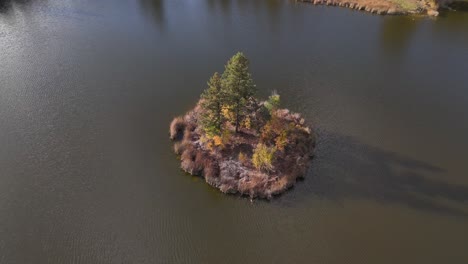 Aerial-Marvel:-McQueen-Lake's-Lonely-Island-from-Above-in-British-Columbia's-Untouched-Wilderness