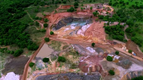 gold mine industrial large-scale project, open-pit excavation, aerial
