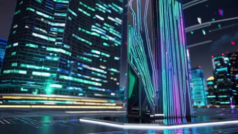 une ville cyberpunk futuriste la nuit.